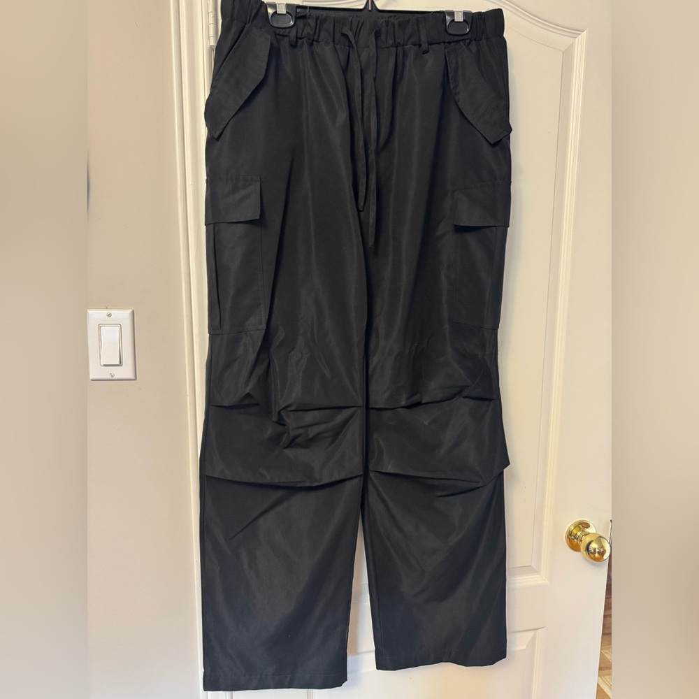 Women’s Black Cargo Parachute Pants